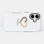 ねこラブ スマホケース - かわいいねこしっぽ ハートデザイン iPhone 16ケース (裏面横)