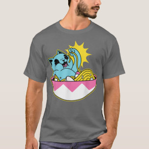 ねこラーメンかわいいメンズアニメ女子子供 Tシャツ