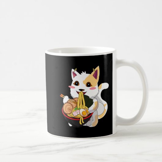 ねこラーメンかわいい日本のアニメ食ガールズ公式 コーヒーマグカップ (右)