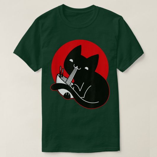 ねこラーメンかわいい日本のジャパン・スケット Tシャツ (デザイン正面)