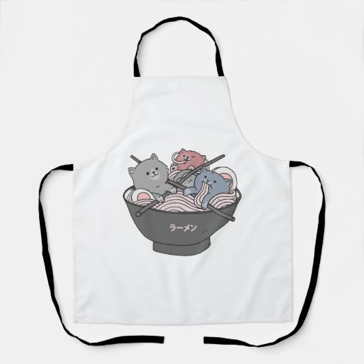 ねこラーメンかわいい エプロン (正面)