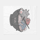 ねこラーメンかわいい フリースブランケット (正面(横))