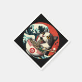 ねこラーメン日本のアートヴィンテージスタイル スタンダードカクテルナプキン (角)
