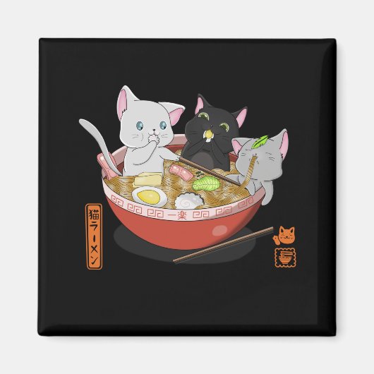 ねこラーメン猫 マグネット (正面)