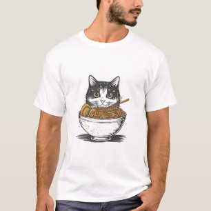 ねこラーメン、かわいい猫のラーメン食べ物、日本のラーメン Tシャツ