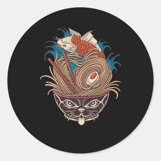 ねこラーメン ラウンドシール (正面)