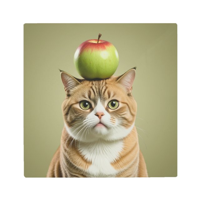 ねこリンゴ メタルプリント (正面)