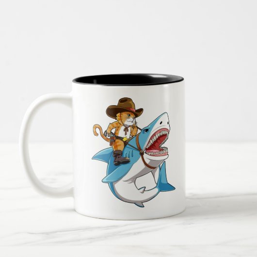 ねこ乗りサメ ツートーンマグカップ (左)