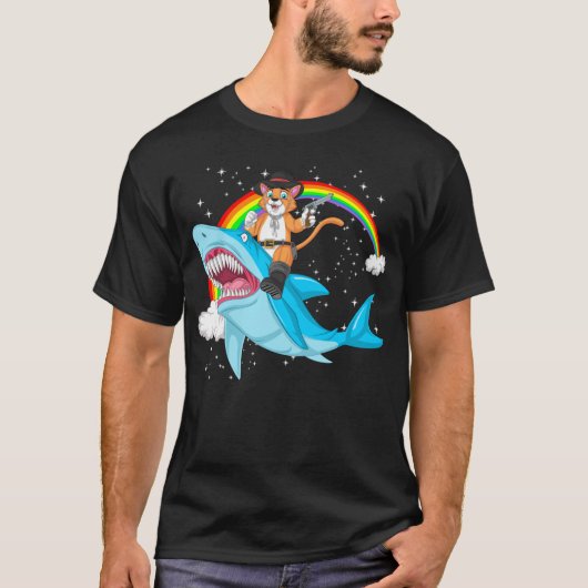 ねこ乗りサメ Tシャツ (正面)