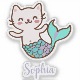 ねこ人魚キュートガーリーな筆記体 ミャオメイド パーマイド シール