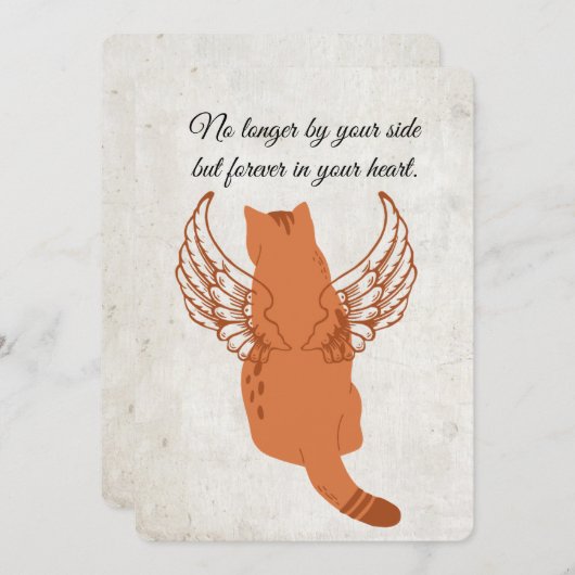 ねこ付き印刷用ペット弔問カード 招待状 (正面/裏面)