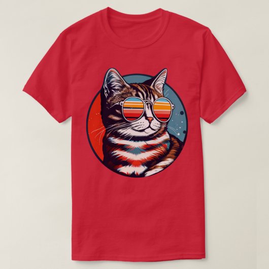 ねこ夏めがね猫好き(2) Tシャツ (デザイン正面)