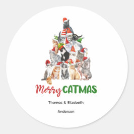 ねこ好きのためのパーソナライズクリスマスツリー ラウンドシール