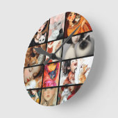 ねこ好きの写真をパーソナライズ ラウンド壁時計 (傾斜)