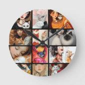 ねこ好きの写真をパーソナライズ ラウンド壁時計 (正面)