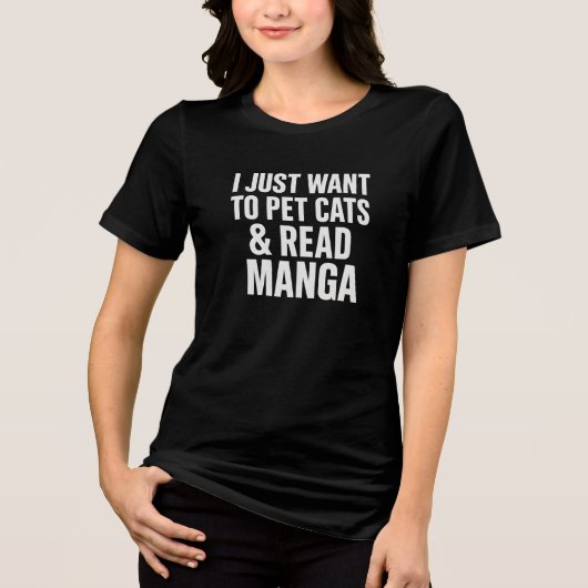 ねこ好き&漫画を読むTシャツ トライブレンドTシャツ (正面)