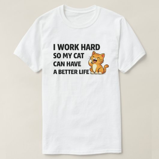 ねこ好きTシャツ - 私はねこに奉仕している Tシャツ (デザイン正面)