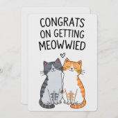 ねこ婚おめでとう 面白い猫の結婚式 招待状 (正面/裏面)