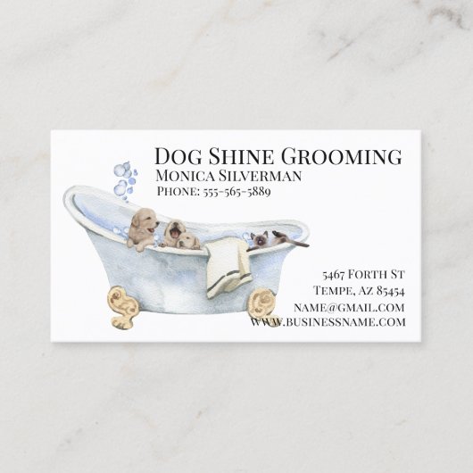 ねこ子犬バスタブ犬グルーミングペットサービス 名刺 (正面)