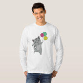 ねこ子猫バルーンかわいい動物グレー猫 Tシャツ (正面フル)