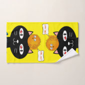 ねこ子猫魚イエローバスルーム バスタオルセット (ハンドタオル)