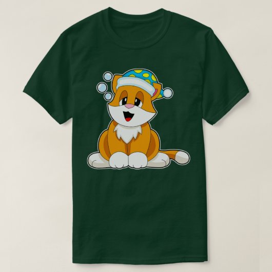 ねこ寝ナイトキャップ Tシャツ (デザイン正面)