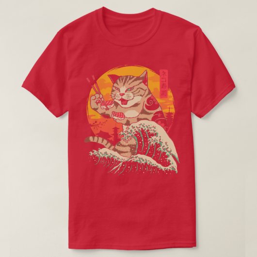 ねこ寿司ウェーブ Tシャツ (デザイン正面)