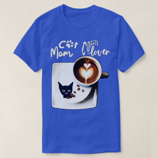 ねこ母コーヒー好き猫デザイン7 Tシャツ (デザイン正面)