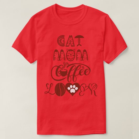 ねこ母コーヒー好き猫デザイン9 Tシャツ (デザイン正面)