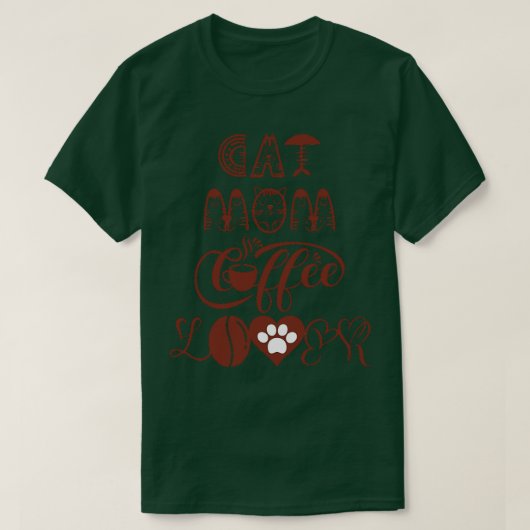 ねこ母コーヒー好き猫デザイン9 Tシャツ (デザイン正面)
