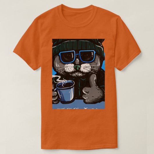 ねこ母コーヒー愛好家13 Tシャツ (デザイン正面)