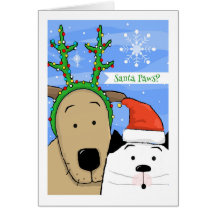 ねこ犬トナカイ〔雄ジカの〕枝角とサンタの足