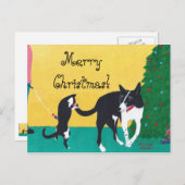 ねこ犬遊の木でメリークリスマスはがき シーズンポストカード (正面/裏面)