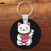ねこ猫ラーメンかわいい10代のギフト キーホルダー (正面)