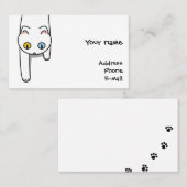 【ねこ通り抜け中(シロ)】 The cat passing through (White) 名刺 (正面/裏面)