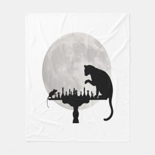 ねこ遊とネズミ フリースブランケット (正面)