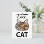 ねこ顔の目覚まし時計 タビーキャット ポストカード (スタンド正面)