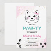 ねこ顔パーティー pawty テーマの招待状 招待状 (正面/裏面)