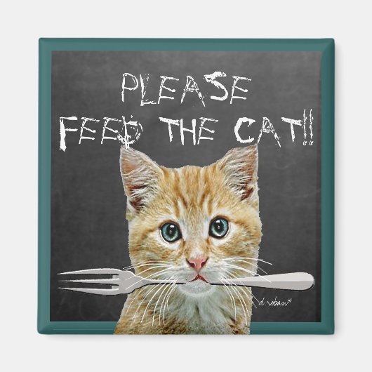 ねこ食べ物を与えを頼む マグネット (正面)