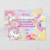 ねこ魔法の虹色の子供の誕生日 サンキューカード (正面/裏面)