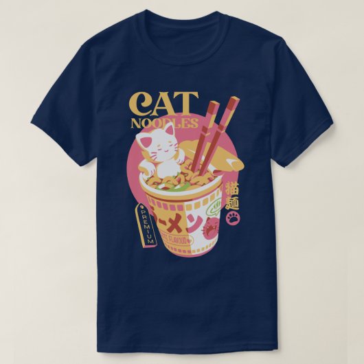 ねこ麺 Tシャツ (デザイン正面)