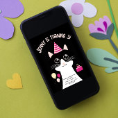 ねこ黒ピンクの誕生日の招待状 シーズンカード