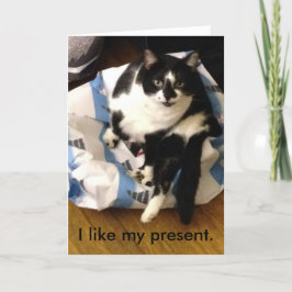 ねこ クリスマスのプレゼントカードをありがとう サンキューカード