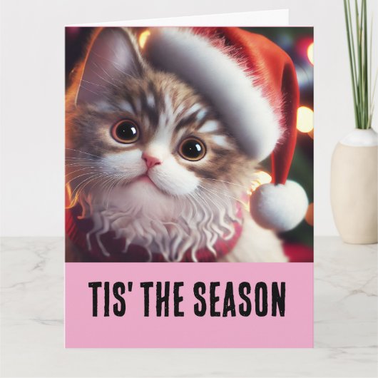 ねこ クリスマス かわいい ユーモア 年賀状 カード (正面)