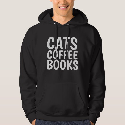 ねこ コーヒー 本 面白いTシャツ＆フーディ パーカ (正面)