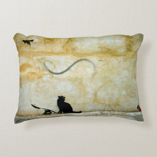 ねこ、スプーン、いたずら アクセントクッション (正面)