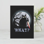 ねこ・ハロウィン 黒猫 ナイフを持った 黒猫 ハロウィン 招待状 (スタンド正面)