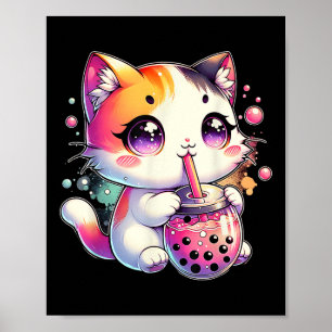 ねこ ボバ ティー アニメ 日本 かわいい ネコ バブル ティー ポスター