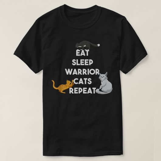 ねこ 戦士猫 繰り返す 面白い 猫好き キット Tシャツ (デザイン正面)