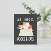 ねこ 本の読者 キティ 中毒 本虫 文学 ポストカード (スタンド正面)